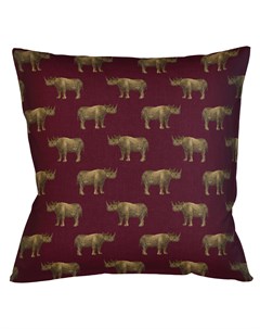 Интерьерная подушка группа носорогов в бордовом красный 45x12x45 см Object desire
