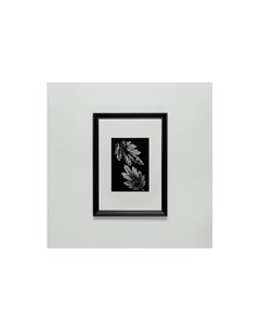 Панно с оттиском листьев хризантемы черный 23x32 см Wowbotanica