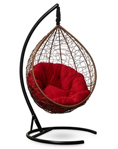 Подвесное кресло кокон sevilla verde velour горячий шоколад с красной подушкой коричневый 110x195x11 Лаура