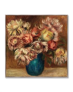 Репродукция картины на холсте flowers in a green vase 1912г коричневый 105x105 см Картины в квартиру