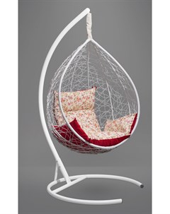 Подвесное кресло кокон sevilla elegant белое с красной розовой подушкой белый 110x195x110 см Лаура