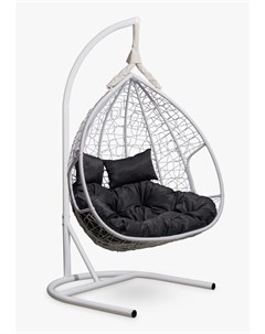 Подвесное двухместное кресло кокон fisht белое с черной подушкой белый 120x195x110 см Лаура