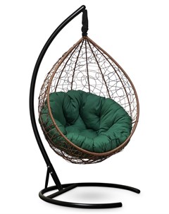 Подвесное кресло sevilla verde горячий шоколад с зеленой подушкой коричневый 110x195x110 см Лаура