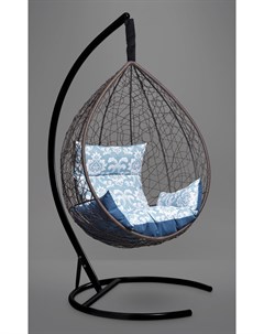 Подвесное кресло кокон sevilla elegant коричневое с синей голубой подушкой коричневый 110x195x110 см Лаура
