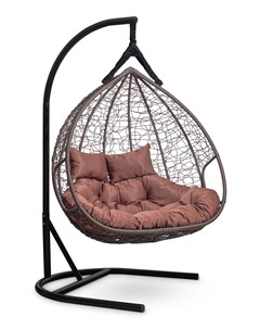 Подвесное двухместное кресло кокон fisht коричневое с коричневой подушкой коричневый 120x195x110 см Лаура