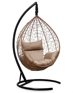 Подвесное кресло кокон sevilla горячий шоколад с бежевой подушкой коричневый 110x195x110 см Лаура