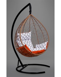 Подвесное кресло кокон sevilla elegant горячий шоколад с оранжевой белой подушкой коричневый 110x195 Лаура