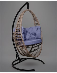 Подвесное кресло кокон derbent коричневое с синей подушкой коричневый 97x140x45 см Лаура