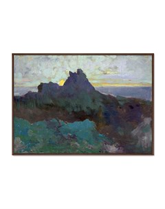 Репродукция картины на холсте rocky peak 1875г мультиколор 105x75 см Картины в квартиру