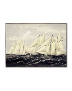 Репродукция картины на холсте yachts on a summer cruise 1871г мультиколор 105x75 см Картины в квартиру