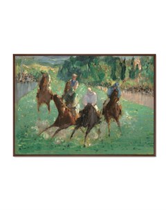 Репродукция картины на холсте at the races 1865г мультиколор 105x75 см Картины в квартиру