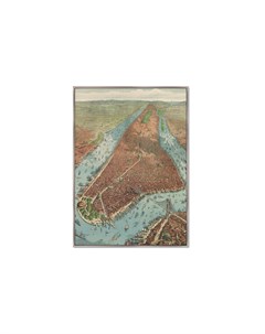 Репродукция картины на холсте antique map of new york city 1879г мультиколор 75x105 см Картины в квартиру