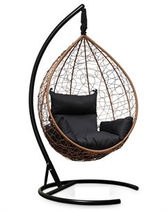 Подвесное кресло кокон sevilla горячий шоколад с черной подушкой коричневый 110x195x110 см Лаура
