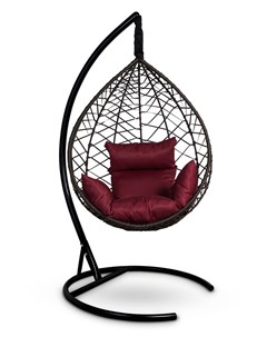 Подвесное кресло кокон alicante коричневое с бордовой подушкой коричневый 110x195x110 см Лаура