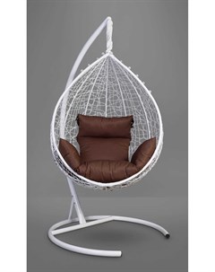 Подвесное кресло кокон sevilla белое с коричневой подушкой белый 110x195x110 см Лаура