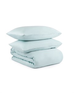 Комплект постельного белья двуспальный из сатина голубого цвета из коллекции essential голубой 200x2 Tkano
