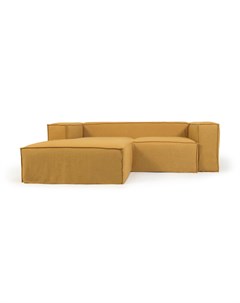 Чехол на угловой диван blok с левым шезлонгом желтый La forma