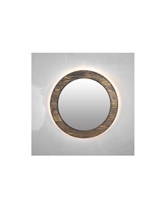 Круглое зеркало в деревянной раме с подсветкой round70 коричневый 4 см Ruwoo