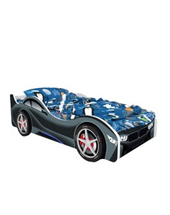 Кровать машина карлсон бмв с объемными колесами и подсветкой черный 85x50x170 см Magic cars