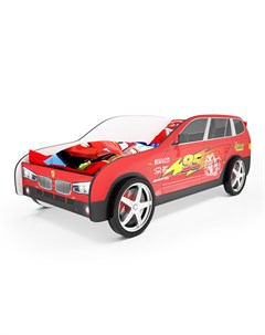 Кровать машина карлсон джип бмв х5 с объемными колесами красный 94x75x184 см Magic cars