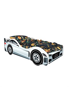 Кровать машина карлсон ауди с объемными колесами и подсветкой белый 85x50x170 см Magic cars