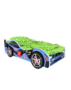 Кровать машина карлсон нью йорк с объемными колесами и подсветкой синий 85x50x170 см Magic cars