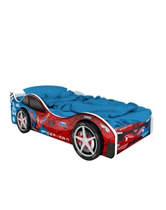 Кровать машина карлсон бостон с объемными колесами и подсветкой красный 85x50x170 см Magic cars
