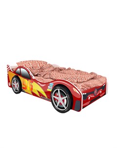 Кровать машина карлсон токио с объемными колесами и подсветкой красный 85x50x170 см Magic cars