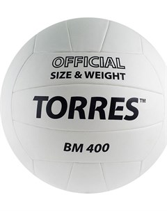 Волейбольный мяч BM400 р 5 синтетическая кожа ТПУ белый черный V30015 Torres