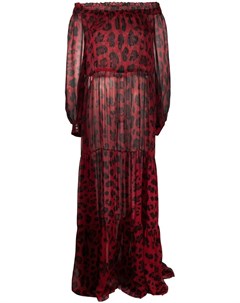 Платье с леопардовым принтом и открытыми плечами Philipp plein