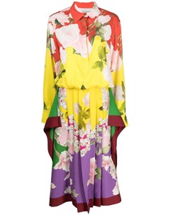 Плиссированное платье миди с цветочным принтом Valentino