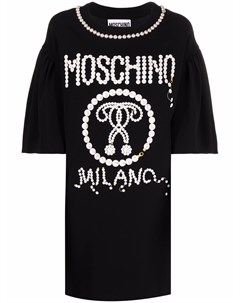 Платье футболка с искусственным жемчугом Moschino
