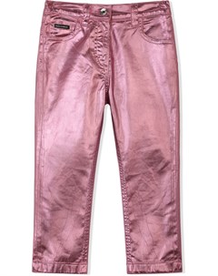 Прямые брюки с эффектом металлик Dolce & gabbana kids