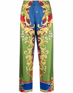 Шелковые брюки с узором Baroque Versace