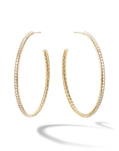 Золотые серьги кольца Pave с бриллиантами David yurman