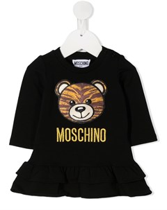 Платье с вышивкой Teddy Bear и оборками Moschino kids