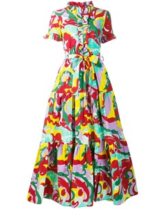 Платье с абстрактным принтом и оборками La doublej