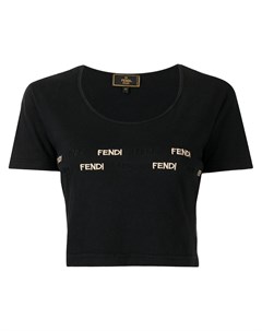 Укороченная футболка с вышитым логотипом Fendi pre-owned