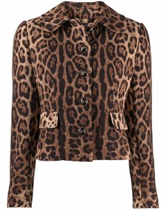 Шерстяной пиджак с леопардовым принтом Dolce&gabbana