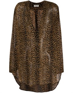 Блузка асимметричного кроя с леопардовым принтом Saint laurent