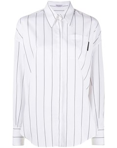 Рубашка в тонкую полоску с накладными карманами Brunello cucinelli
