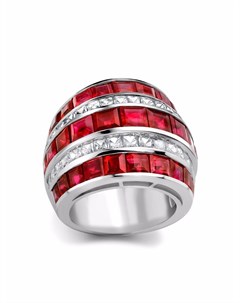 Платиновое кольцо Manhattan с бриллиантом и рубином Pragnell