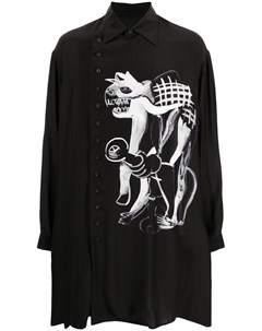 Шелковая рубашка оверсайз с графичным принтом Yohji yamamoto