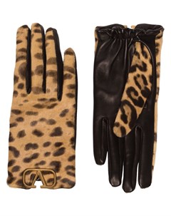 Перчатки с леопардовым принтом и логотипом VLogo Signature Valentino garavani