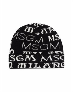 Шапка бини вязки интарсия с логотипом Msgm kids