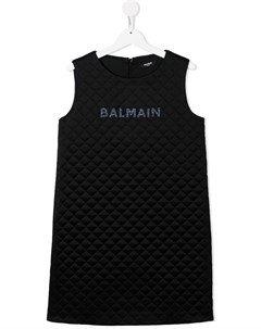 Стеганое платье с логотипом Balmain kids