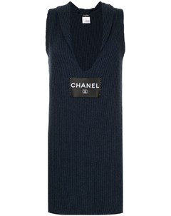 Облегающее вязаное платье с логотипом Chanel pre-owned