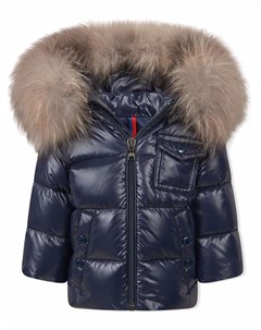 Пальто с капюшоном и искусственным мехом Moncler enfant