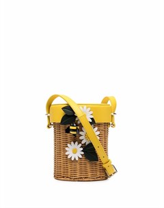 Соломенная сумка ведро с цветочной аппликацией Kate spade