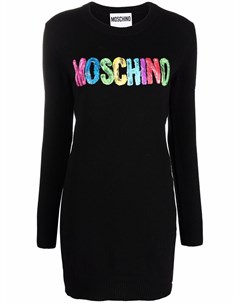 Трикотажное платье с логотипом Moschino